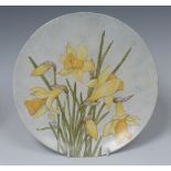 A late 19th century circular plate, painted by Ellen Benham, signed with initials, dated 1880,