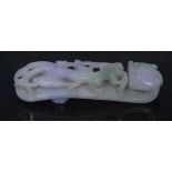 A Chinese carved lilac jade stone belt buckle/clasp,