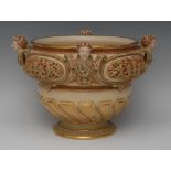 A substantial Royal Worcester blush ivory urnular jardiniere,