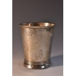 A 19th century Danish silver flared cylindrical beaker, engraved with a band of leafy stems,