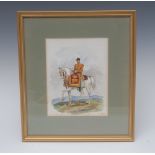 R**Simkin (20th century) Regimental Drummer on Horseback singed, watercolour,