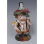 A Royal Crown Derby Tall Mansion House Dwarf, he stands holding a stick,