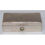 A silver rectangular cigarette box, slight domed cover engraved with W. G. G.