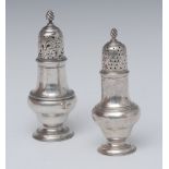 A George III silver pepper pot, domed pierced cover, spiral finial, Robert Jones I,