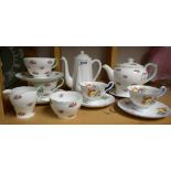 Ceramics - a Shelley Rosebud pattern tea for two set comprising teapot, cream jug, sugar bowl,