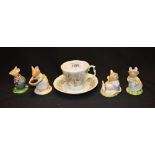 A Royal Doulton Brambly Hedge figure, Mrs Toadflax, Mr Toadflex, Primrose Woodmouse,