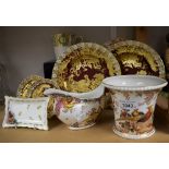 A pair of Royal Crown Derby Heraldic Red Avesbury plates, 21cm, first quality; others,