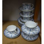 A Royal Crown Derby Bluebell pattern teaset for six, c.