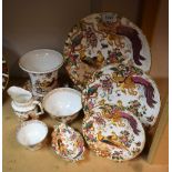 A Royal Crown Derby Olde Avesbury pattern flared cylindrical vase, milk jug and sugar bowl,