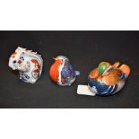 A Royal Crown Derby Paperweight, Robin, gold stopper; others, Squirrel, gold stopper; Mandarin Duck,