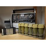 Vintage Technology - a Sony ICF-8000 FM/AM radio; a pair of Tonex walkie talkies;