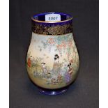 A Japanese Satsuma baluster vase, cobalt blue ground, 18cm high,