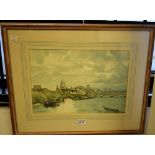 Leonard Gittens River Thames and View of St Pauls signed,