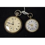 A silver pocket watch, top wind,