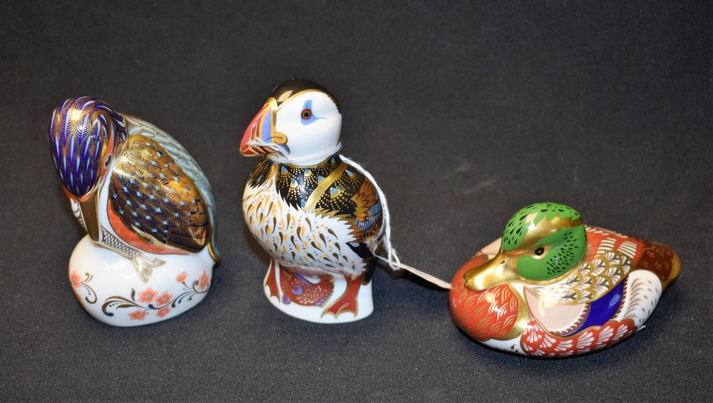 A Royal Crown Derby paperweight, Mallard Duck, exclusive to John Sinclair, gold stopper,