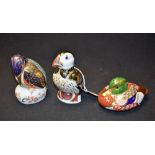 A Royal Crown Derby paperweight, Mallard Duck, exclusive to John Sinclair, gold stopper,