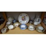 Ceramics - 18th century and later cups and saucers, including a Worcester wrythen tea bowl, c.