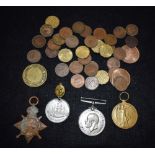 Great war group of three: 1914-15 star (verdigris), British War Medal & Victory medal, no ribbons,