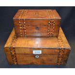 A Victorian mahogany inlaid rectangular jewellery box;