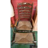 A ladder back seat raffia seat chair,