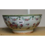 A large 18th century Chinese Export famille verte punch bowl,
