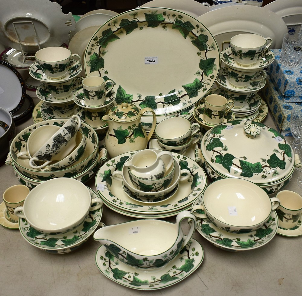 A Wedgwood Napolean Ivy part dinner and tea service comprising dinner plates, side plates,