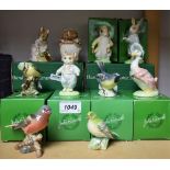 A set of Beswick Beatrix Potter models, Jemima Puddleduck; others; Peter Rabbit, Benamin Bunny,