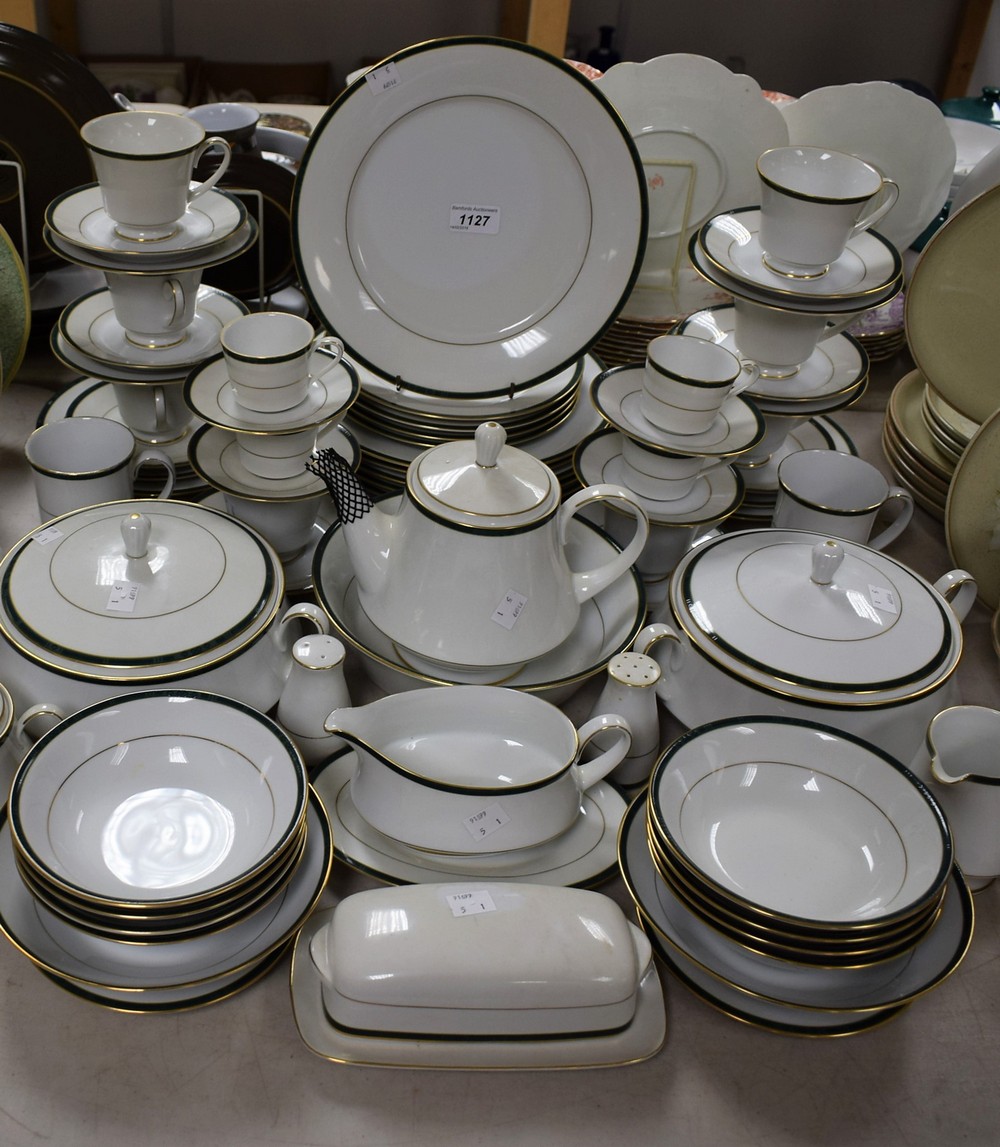 A Boots Hanover Green part dinner and tea service comprising dinner plates, salad plates,