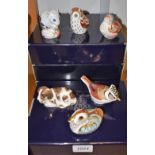 A set of six Royal Crown Derby collector's guild member's packs, including Derby Dormouse,
