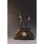 A French Art Deco pewter mantel clock,