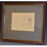 After Pierre-Auguste Renoir, 1906, La Femme Nue Couche, soft ground etching, Harrods label to verso,