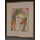 After Marie Laurencin Portrait of a Girl bears signature, watercolour,