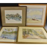 Barbara Swingler River Dee, Chester signed, watercolour, 27cm x 37cm; another,