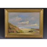 Connie Warwick On the Beach signed, oil on board,