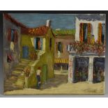 Chandos (20th century) Cafe signed, oil on canvas,