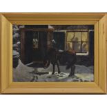 English School (early 20th century) Waiting Patiently, Horse Outside a Tavern oil on canvas,