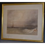 Copley Fielding (British 1787-1855) Fishing Boat in Rough Seas signed C.