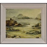 English School (20th century) Rocky Cove, The Tide Out oil on board, 34.5cm x 40.