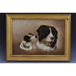 English School St Bernard and Terrier signed with initials, ALR, oil on canvas,