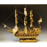 An early to mid 20th century model of a Spanish Galleon