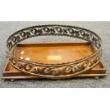 An early 20th century oak Butlers tray,brass cartouche,