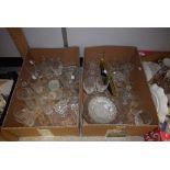 Glassware - a Royal Doulton crystal glass decanter; stemware, vases, bowls, bells,