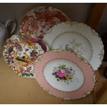 A Royal Crown Derby plate, printed and painted with Chelsea bird, c1920; others, Red Aves,