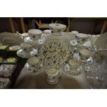 A Coalport Pageant pattern tea set for six comprising sandwich plate, side plates, cream jug,