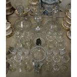 Glassware - an Orrefors ships decanter; cut glass decanters; others, glasses,