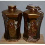 A pair of Meiji Japanese Satsuma vases, painted with immortals,