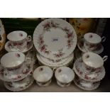 A Royal Albert Lavender Rose tea set for eight comprising dessert plates, side plates,