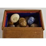 Geology - a collection of lapis lazuli, onyx and other specimen stone eggs,