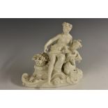 A Berlin porcelain Classical figure group, of a scantily draped maiden,