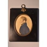 English School (19th century), a portrait miniature, of a gentleman, half-length in profile,